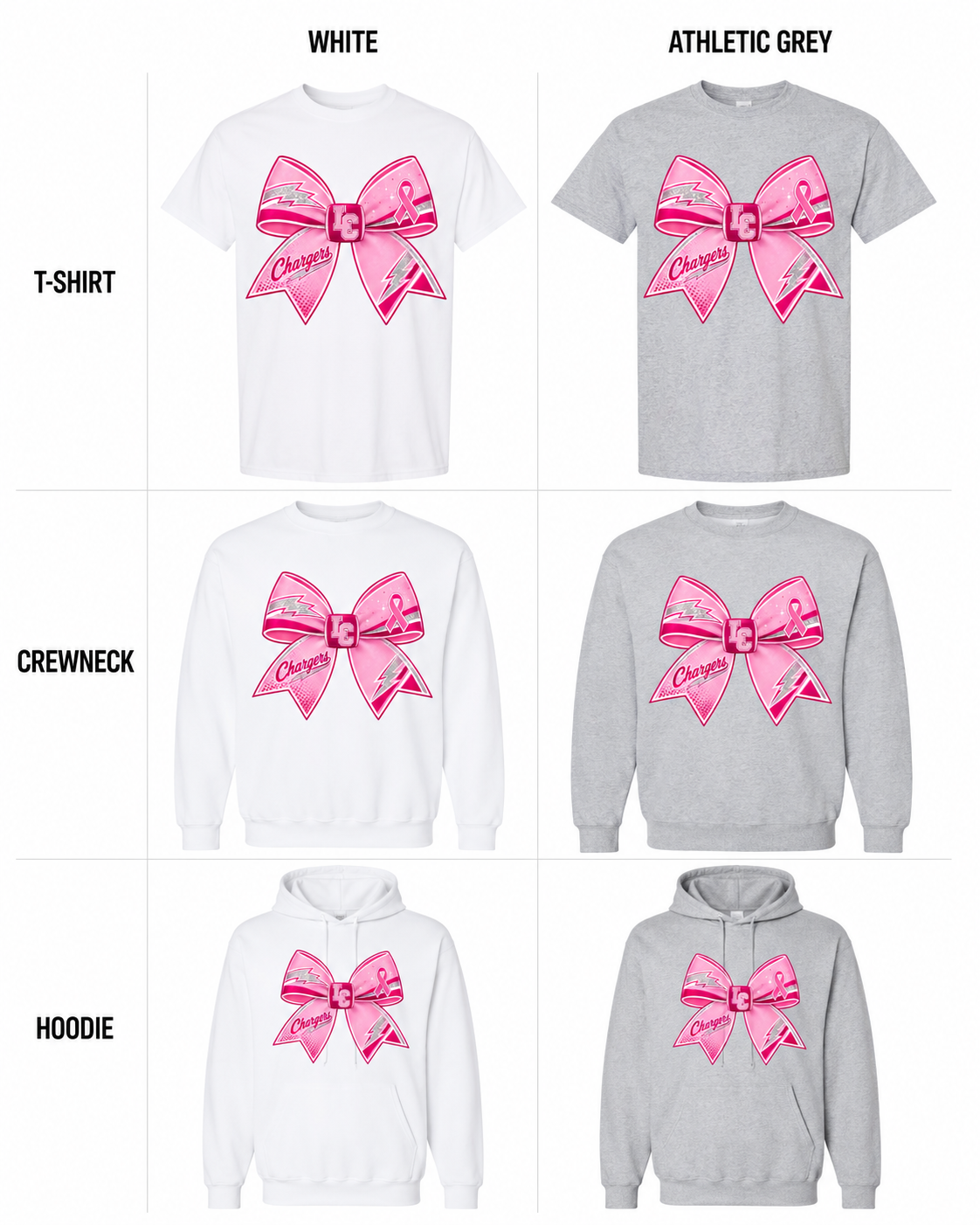 Adult - Lincoln Chargers Design 7 PINK2BOW