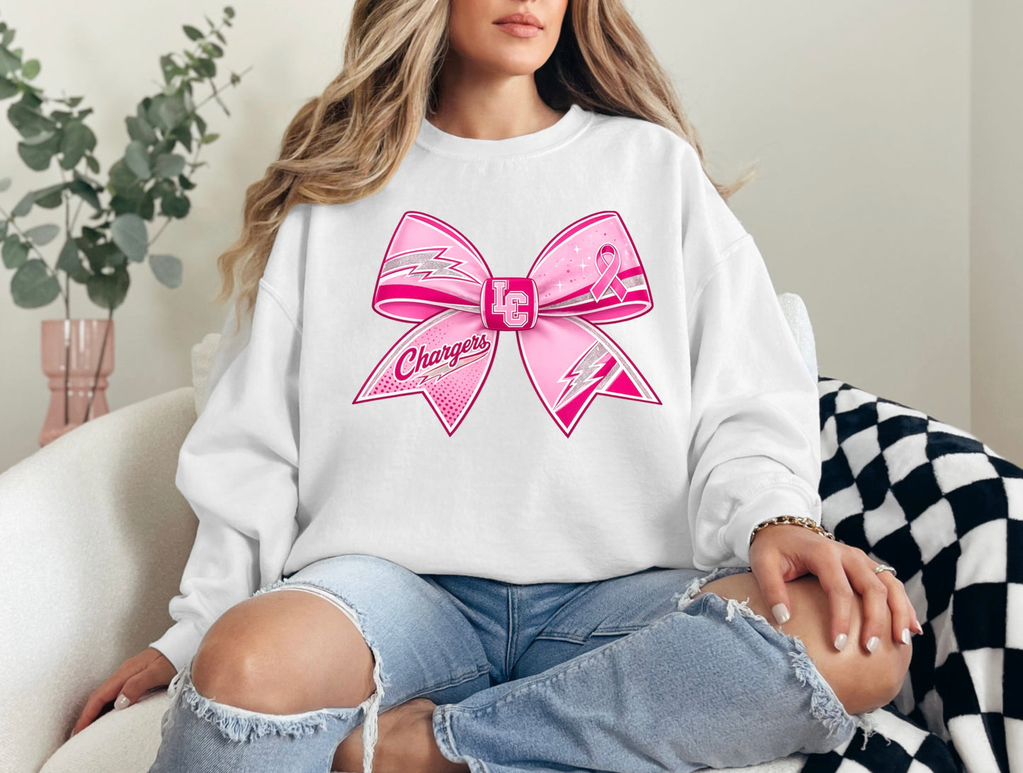 Adult - Lincoln Chargers Design 7 PINK2BOW